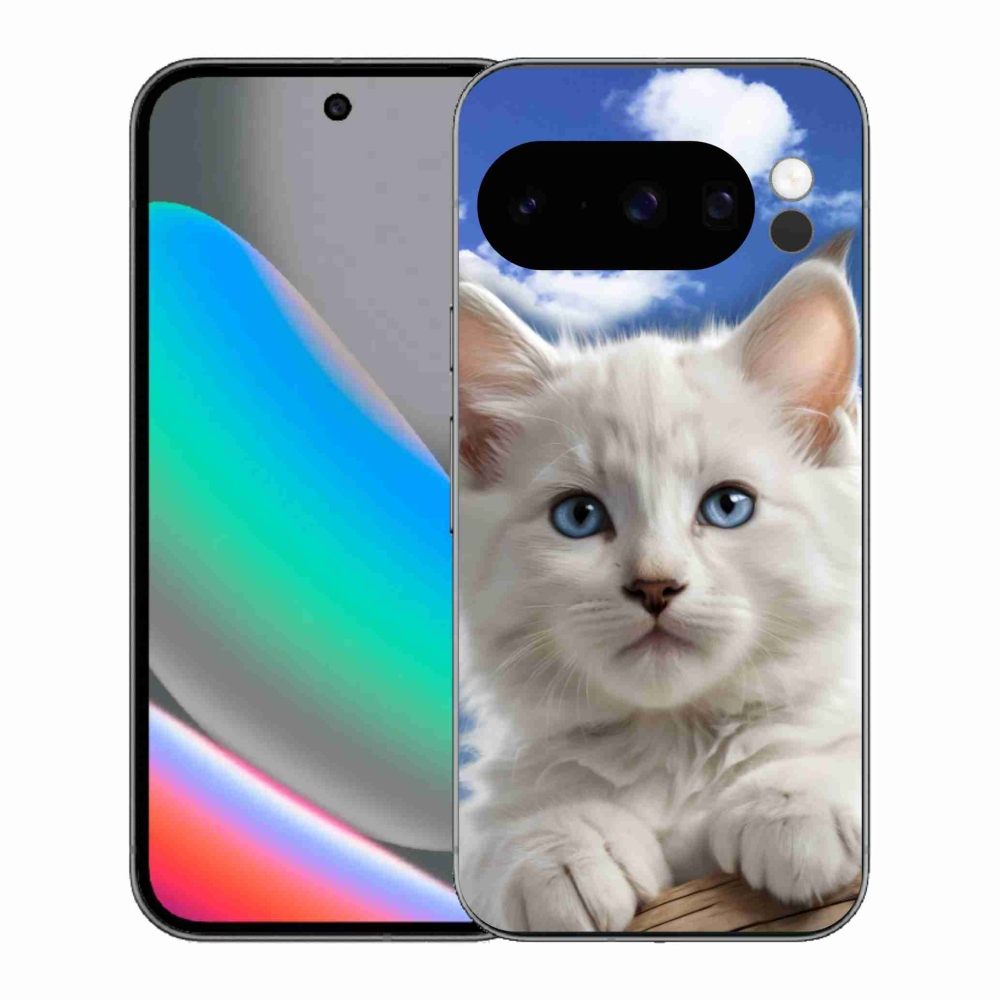 Gélový kryt mmCase na Google Pixel 10 Pro - mačiatko a oblaky