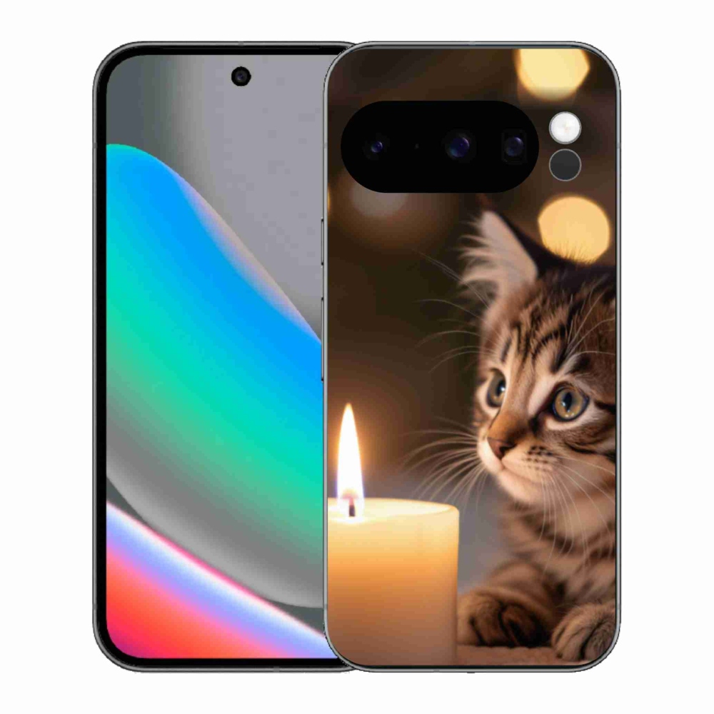 Gélový kryt mmCase na Google Pixel 10 Pro - mačiatko a sviečka