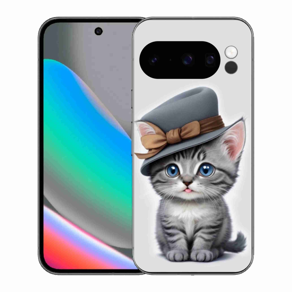 Gélový kryt mmCase na Google Pixel 10 Pro - mačiatko s klobúkom