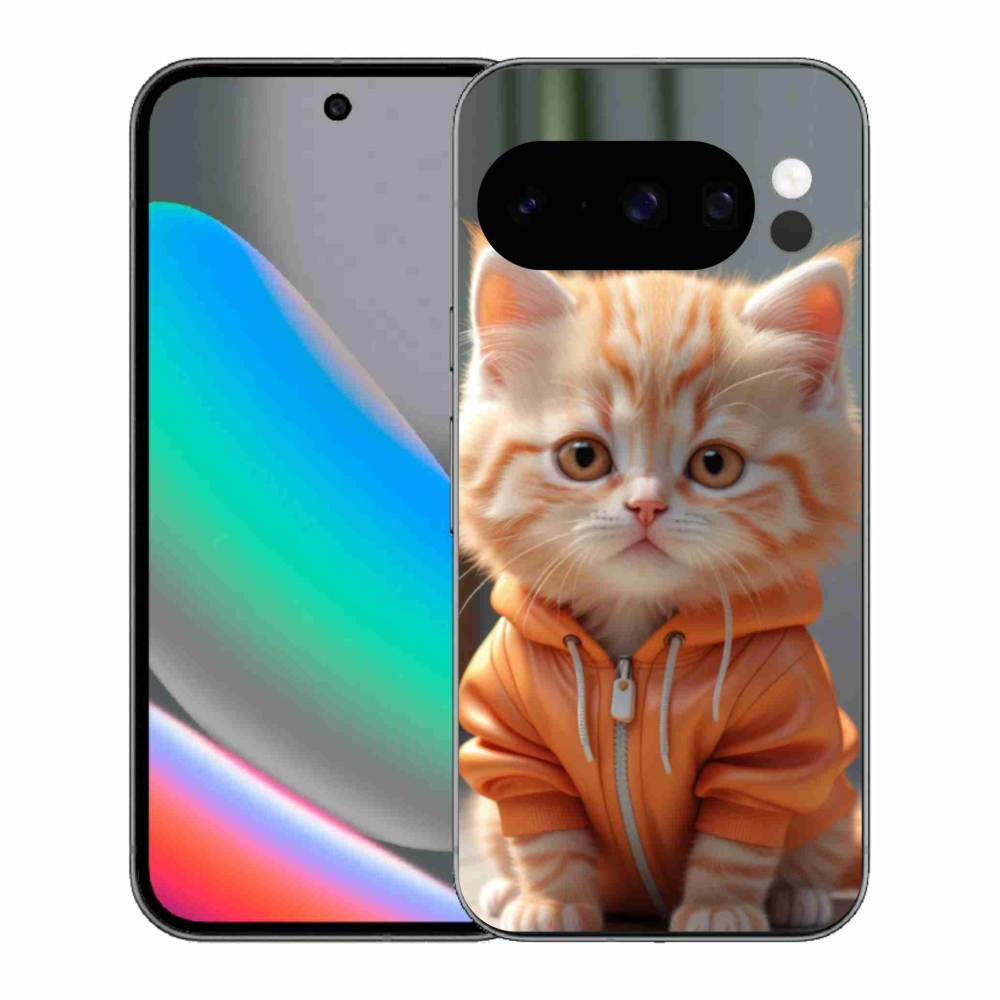 Gélový kryt mmCase na Google Pixel 10 Pro - mačiatko v mikine