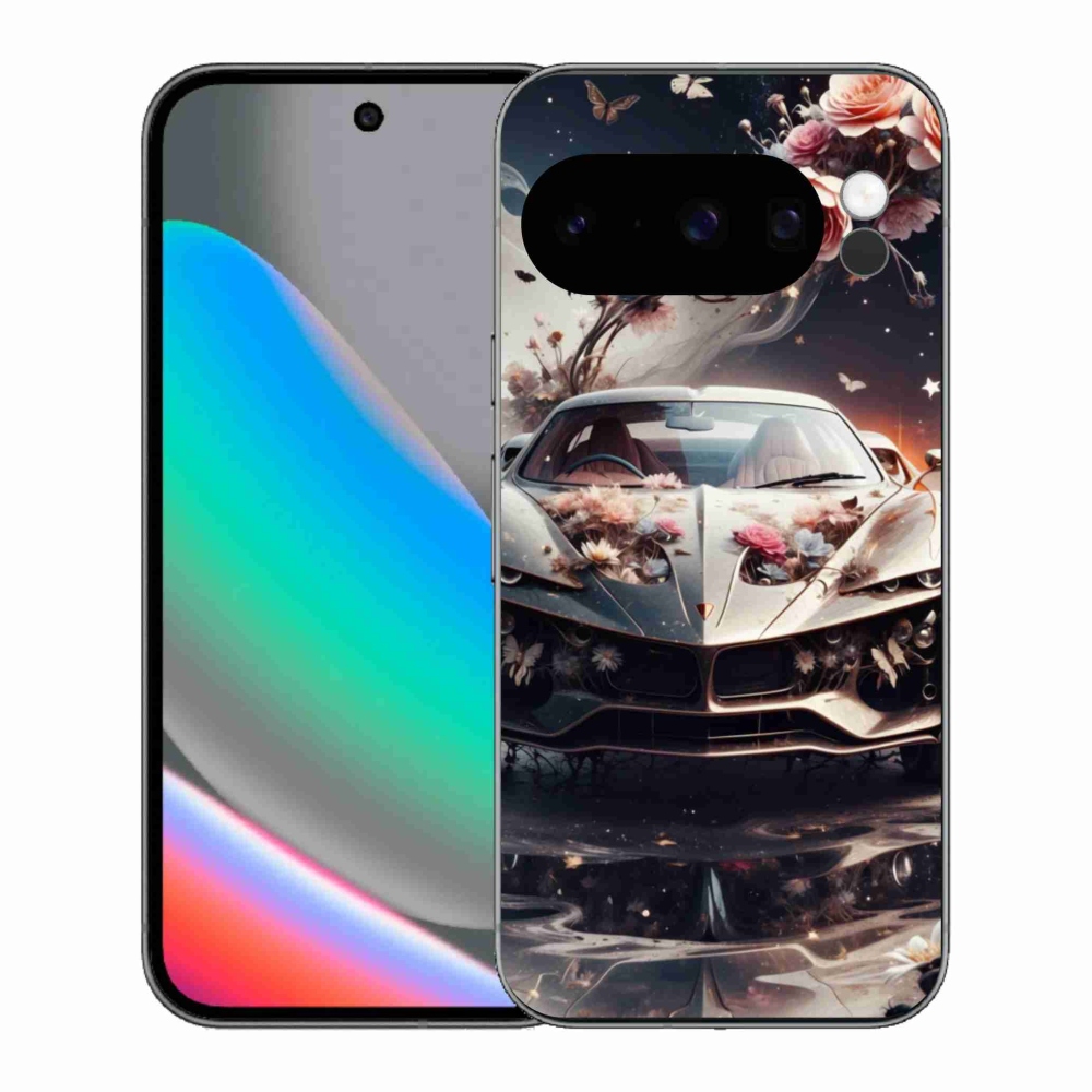 Gélový kryt mmCase na Google Pixel 10 Pro - kvetinový športový automobil