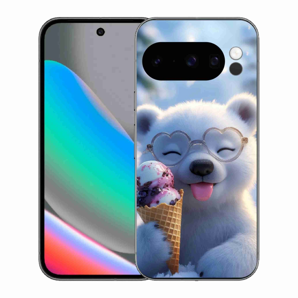 Gélový kryt mmCase na Google Pixel 10 Pro - medvedík so zmrzlinou