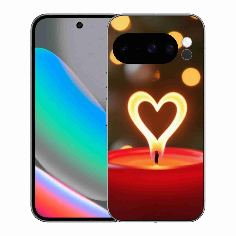 Gélový kryt mmCase na Google Pixel 10 Pro - srdce z plameňa