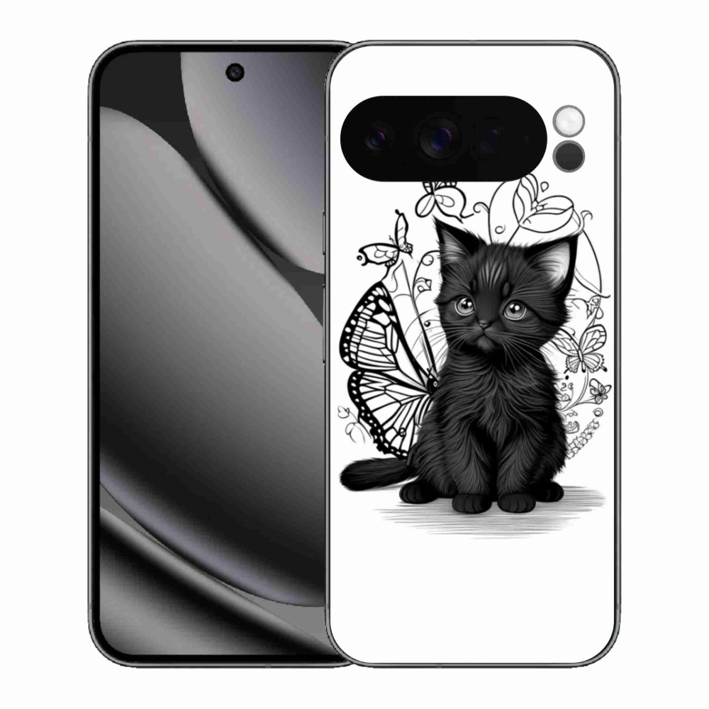 Gélový kryt mmCase na Google Pixel 10 Pro XL - čierne mačiatko