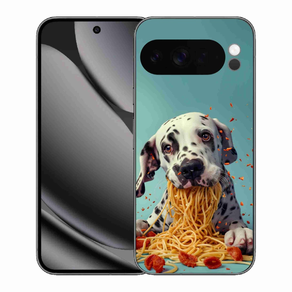 Gélový kryt mmCase na Google Pixel 10 Pro XL - dalmatín a špagety