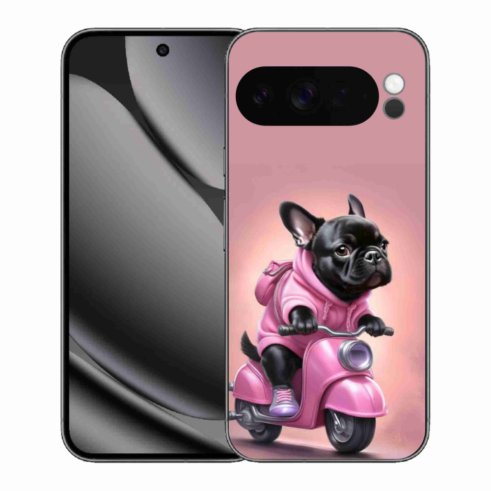 Gélový kryt mmCase na Google Pixel 10 Pro XL - francúzsky buldoček na skútri