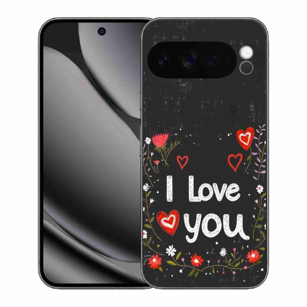 Gélový kryt mmCase na Google Pixel 10 Pre XL - I love you čierne pozadie