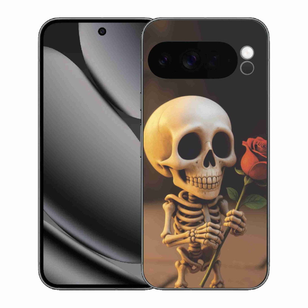 Gélový kryt mmCase na Google Pixel 10 Pro XL - kostlivec s ružou