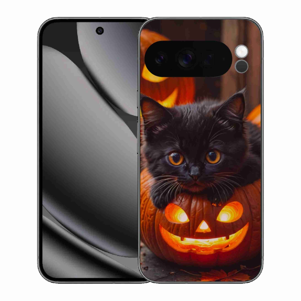 Gélový kryt mmCase na Google Pixel 10 Pro XL - mačiatko a tekvica