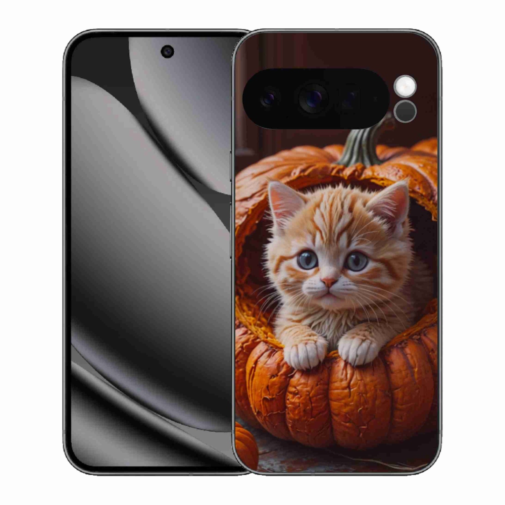 Gélový kryt mmCase na Google Pixel 10 Pro XL - mačiatko a tekvica 2