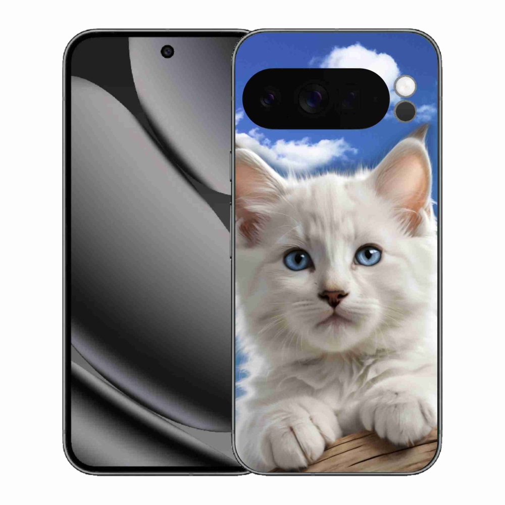 Gélový kryt mmCase na Google Pixel 10 Pro XL - mačiatko a oblaky
