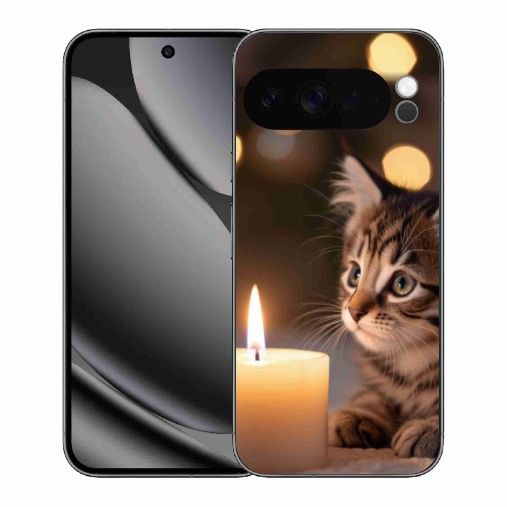 Gélový kryt mmCase na Google Pixel 10 Pro XL - mačiatko a sviečka