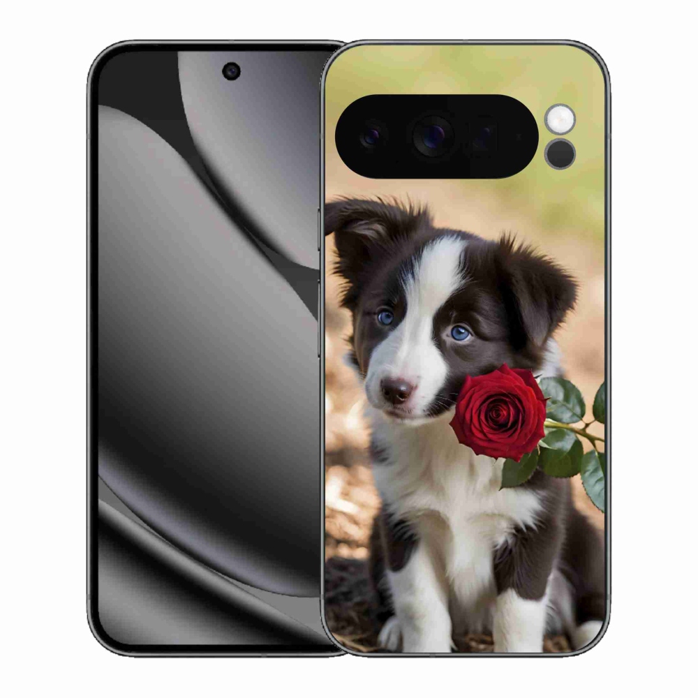 Gélový kryt mmCase na Google Pixel 10 Pro XL - roztomilá border kólia s ružou
