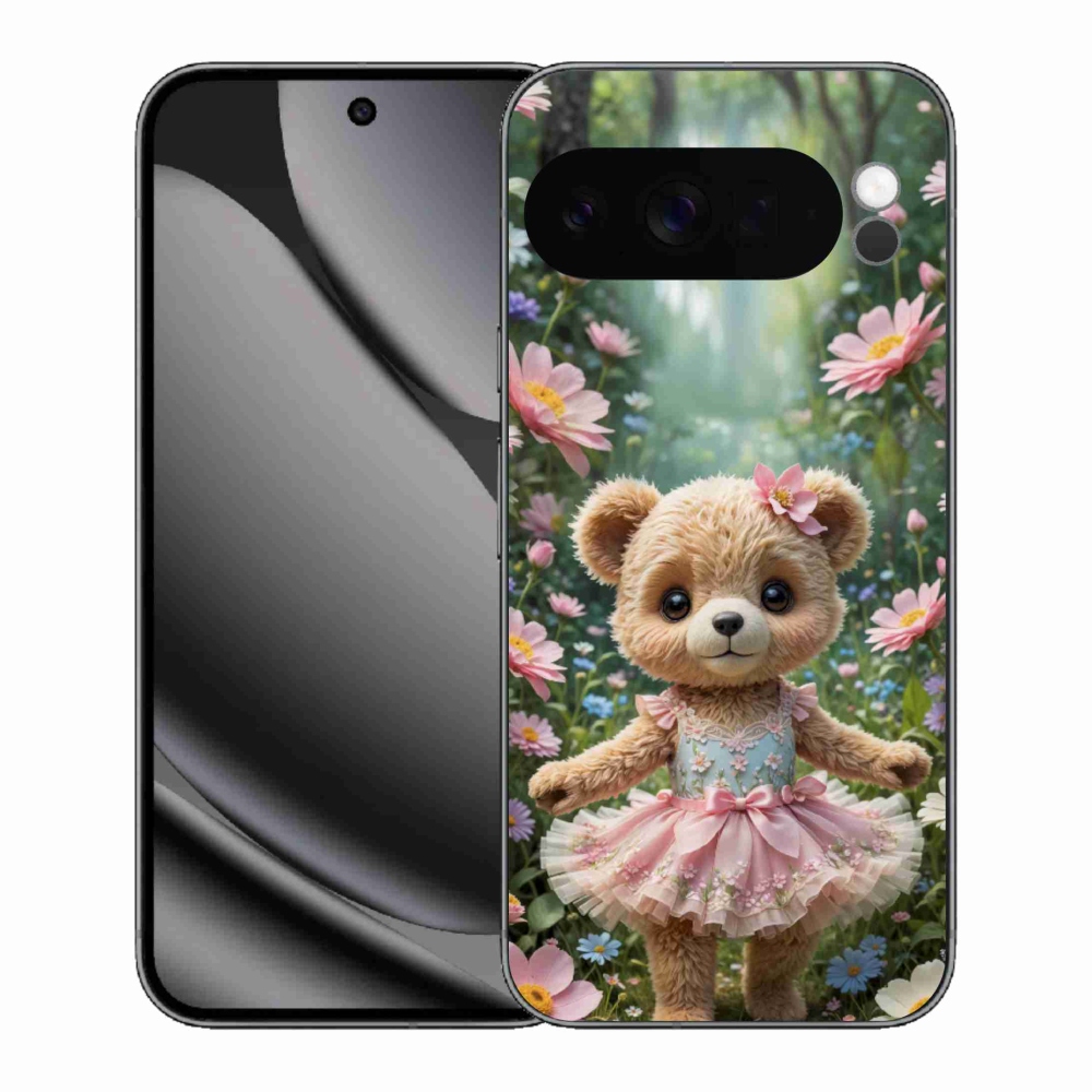 Gélový kryt mmCase na Google Pixel 10 Pro XL - roztomilý medvedík v kvetoch