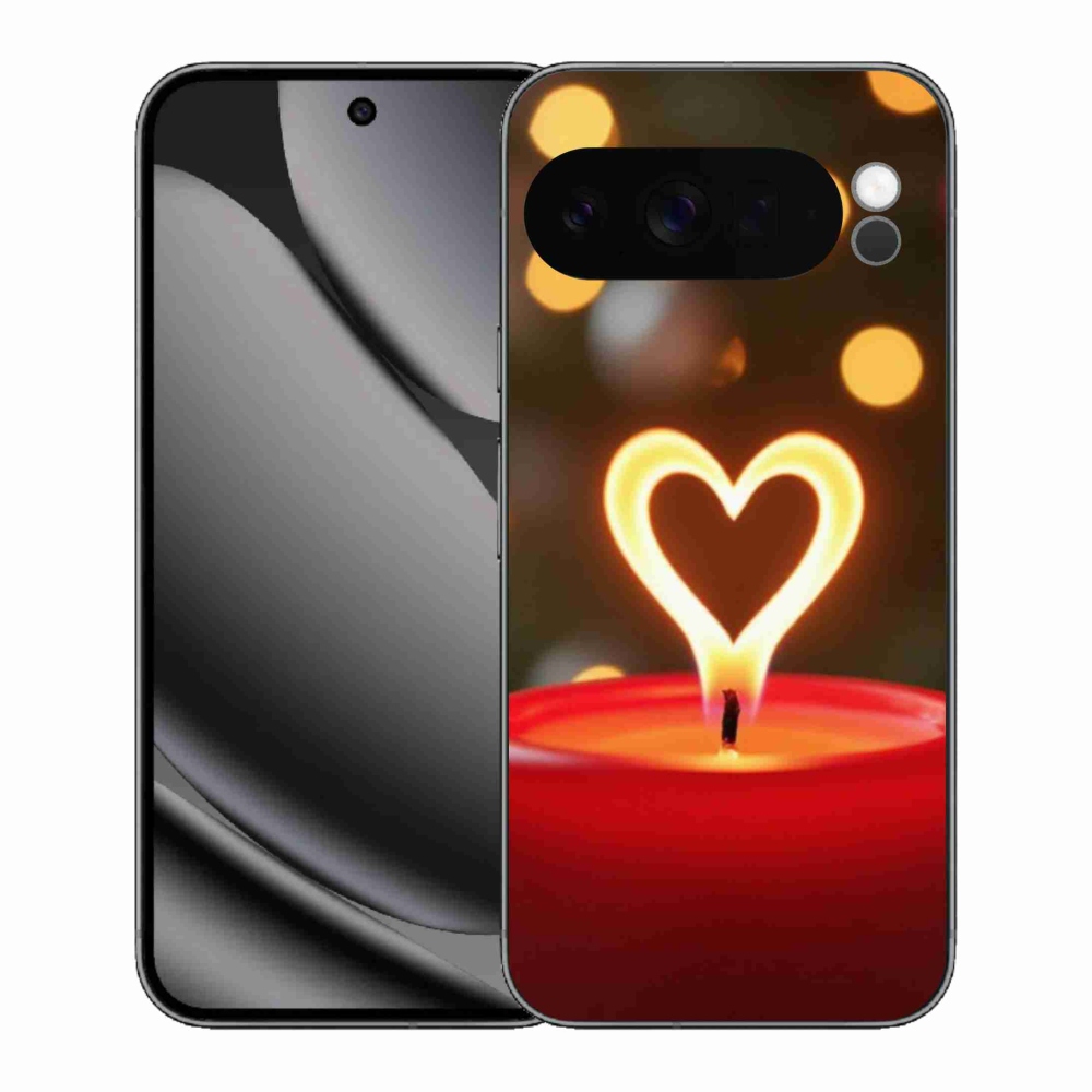 Gélový kryt mmCase na Google Pixel 10 Pro XL - srdce z plameňa