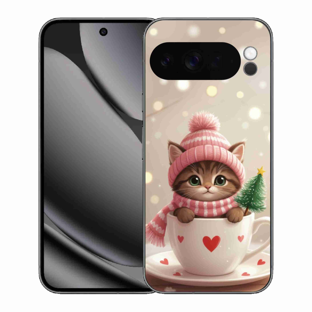 Gélový kryt mmCase na Google Pixel 10 Pro XL - vianočné mačiatko v hrnčeku