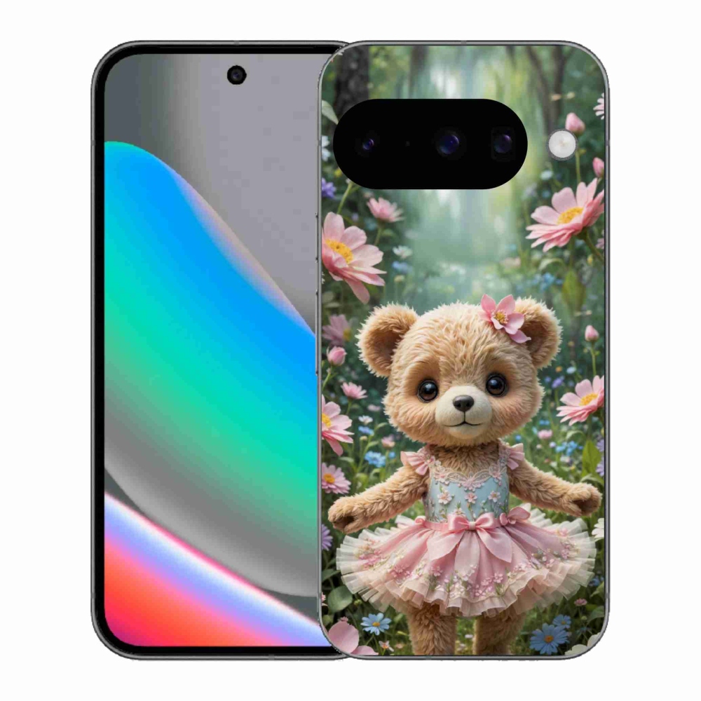 Gélový kryt mmCase na Google Pixel 10 - roztomilý medvedík v kvetoch