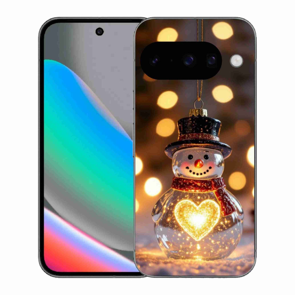 Gélový kryt mmCase na Google Pixel 10 - svietiaci vianočný snehuliak