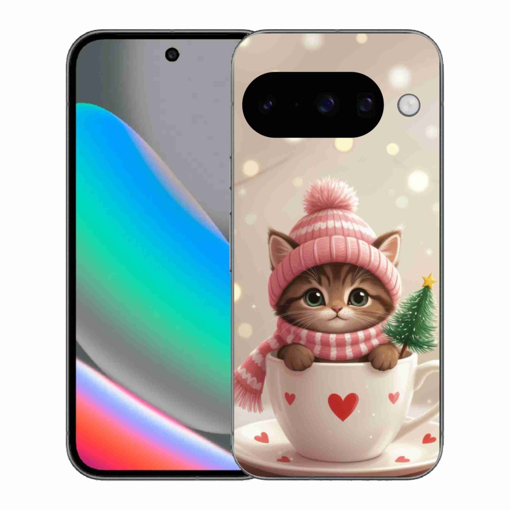 Gélový kryt mmCase na Google Pixel 10 - vianočné mačiatko v hrnčeku