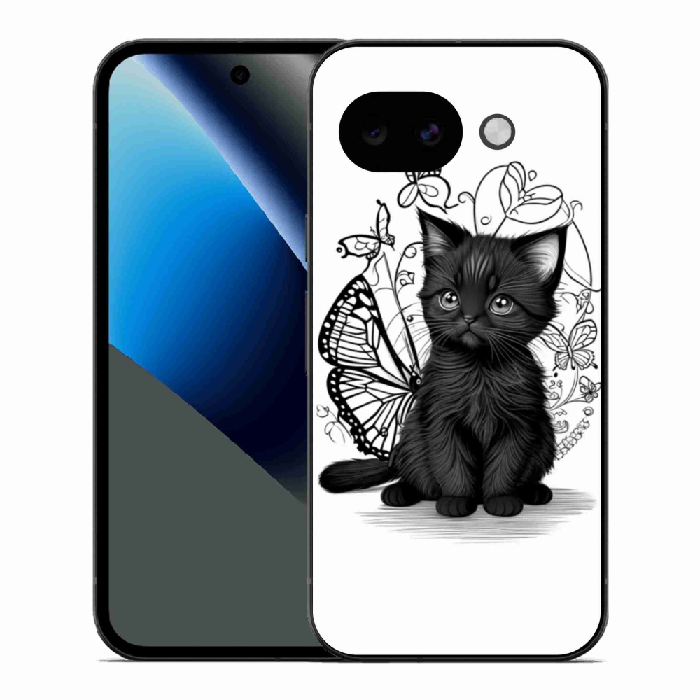 Gélový kryt mmCase na Google Pixel 10a - čierne mačiatko