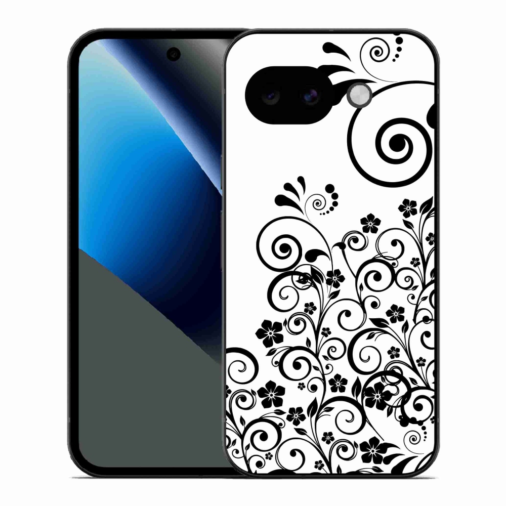 Gélový kryt mmCase na Google Pixel 10a - čiernobiele kvetinové vzory