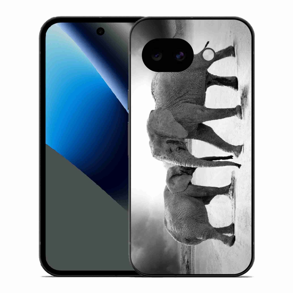 Gélový kryt mmCase na Google Pixel 10a - čiernobieli slony