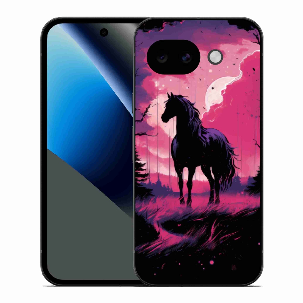 Gélový kryt mmCase na Google Pixel 10a - čierny kreslený kôň 1