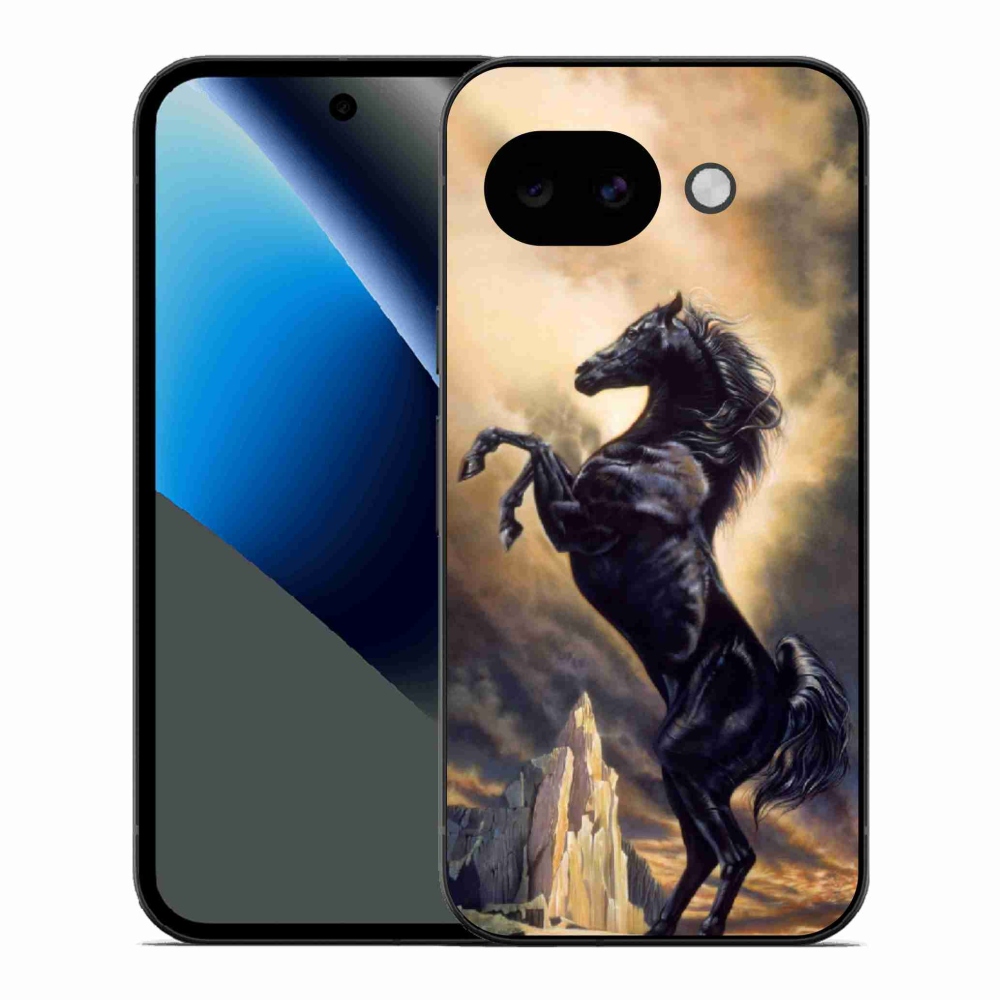 Gélový kryt mmCase na Google Pixel 10a - čierny kreslený kôň