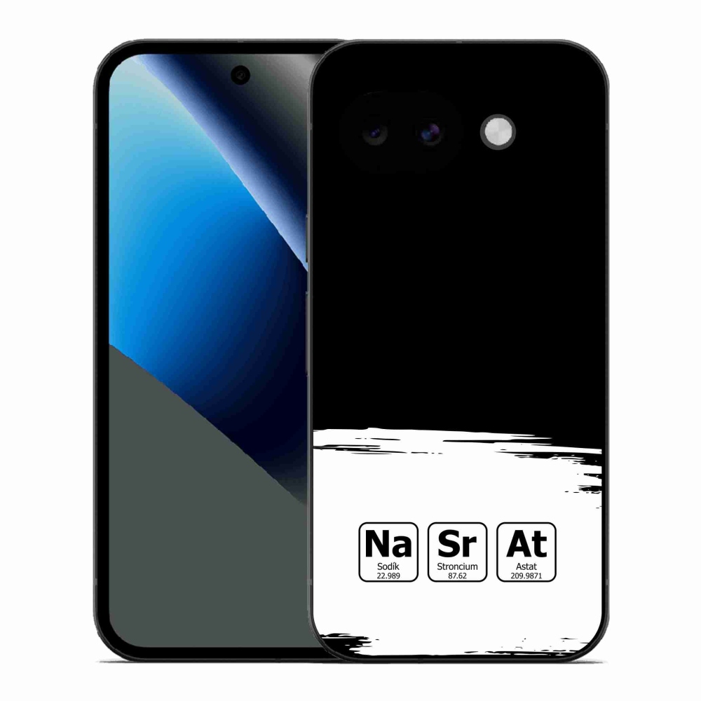 Gélový kryt mmCase na Google Pixel 10a - chemické prvky bieločierne pozadie