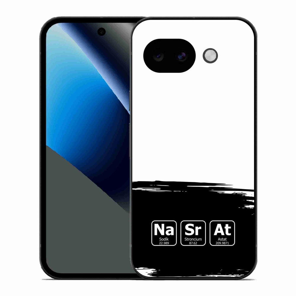 Gélový kryt mmCase na Google Pixel 10a - chemické prvky čiernobiele pozadie