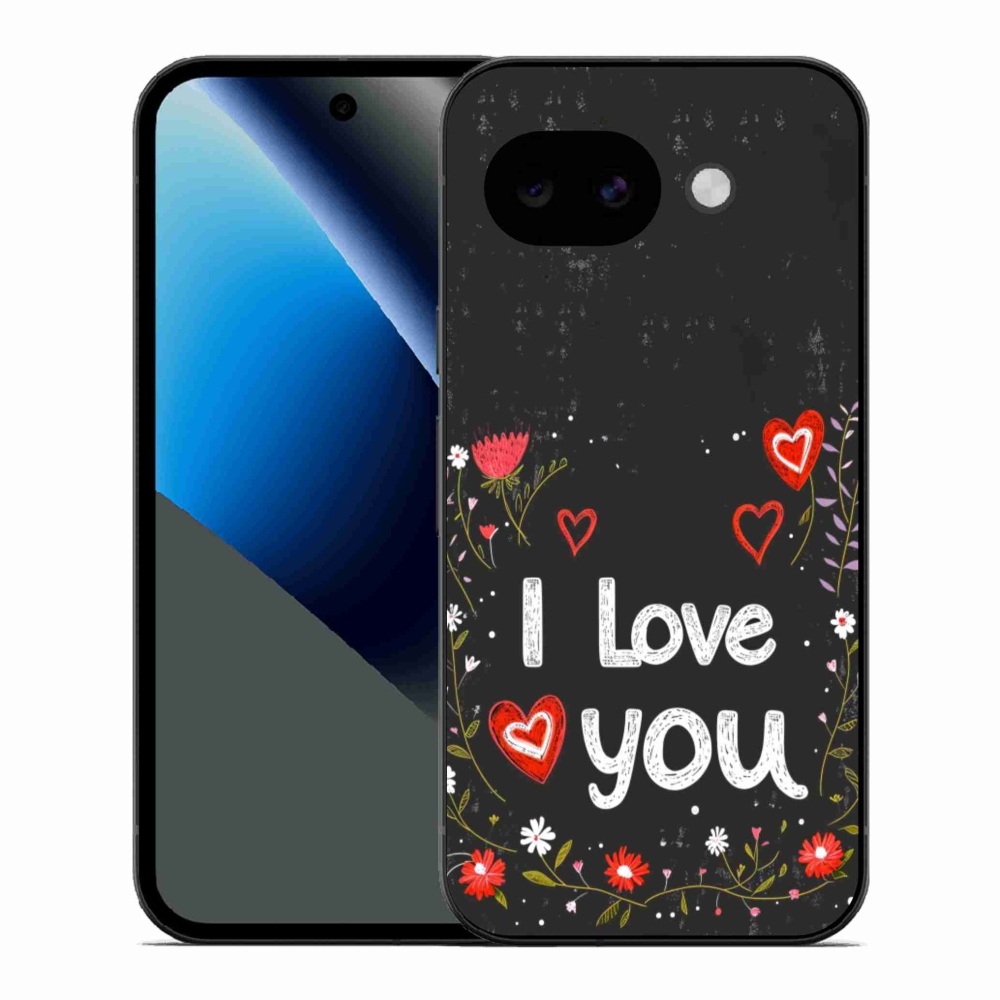 Gélový kryt mmCase na Google Pixel 10a - I love you čierne pozadie