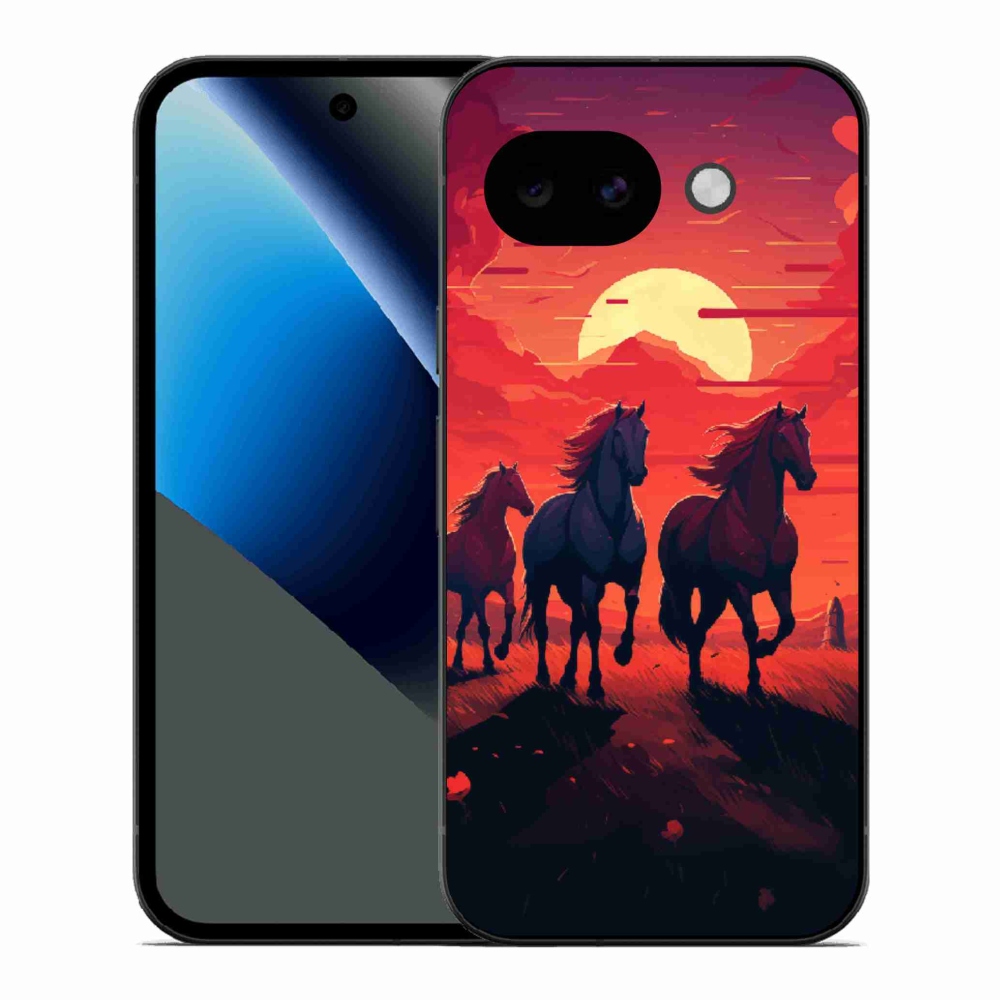 Gélový kryt mmCase na Google Pixel 10a - kone a západ slnka
