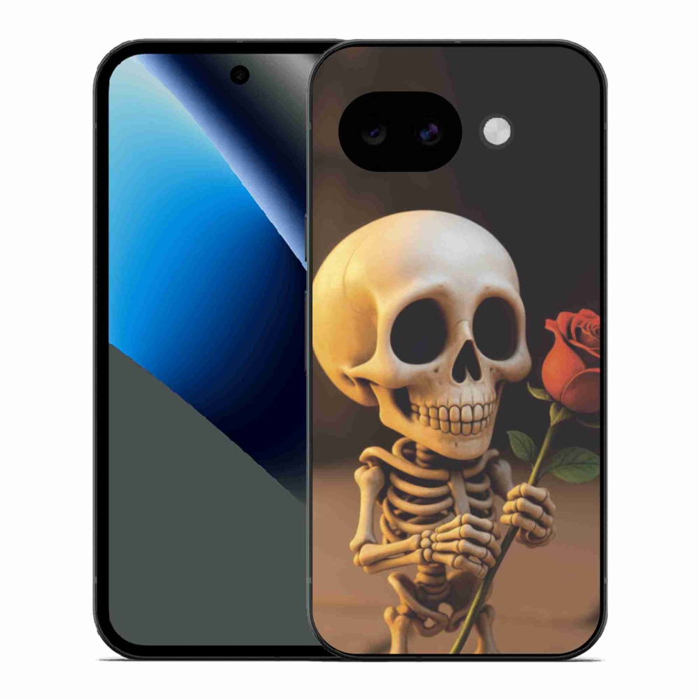 Gélový kryt mmCase na Google Pixel 10a - kostlivec s ružou