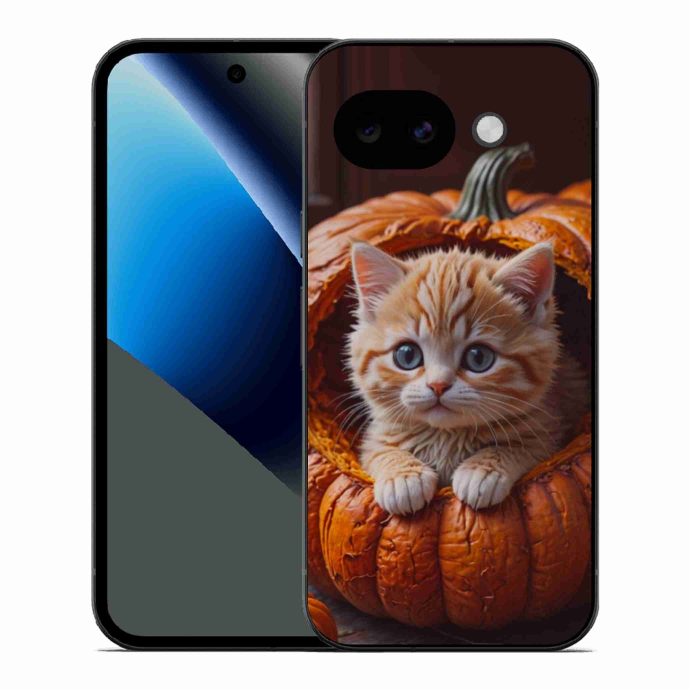 Gélový kryt mmCase na Google Pixel 10a - mačiatko a tekvica 2
