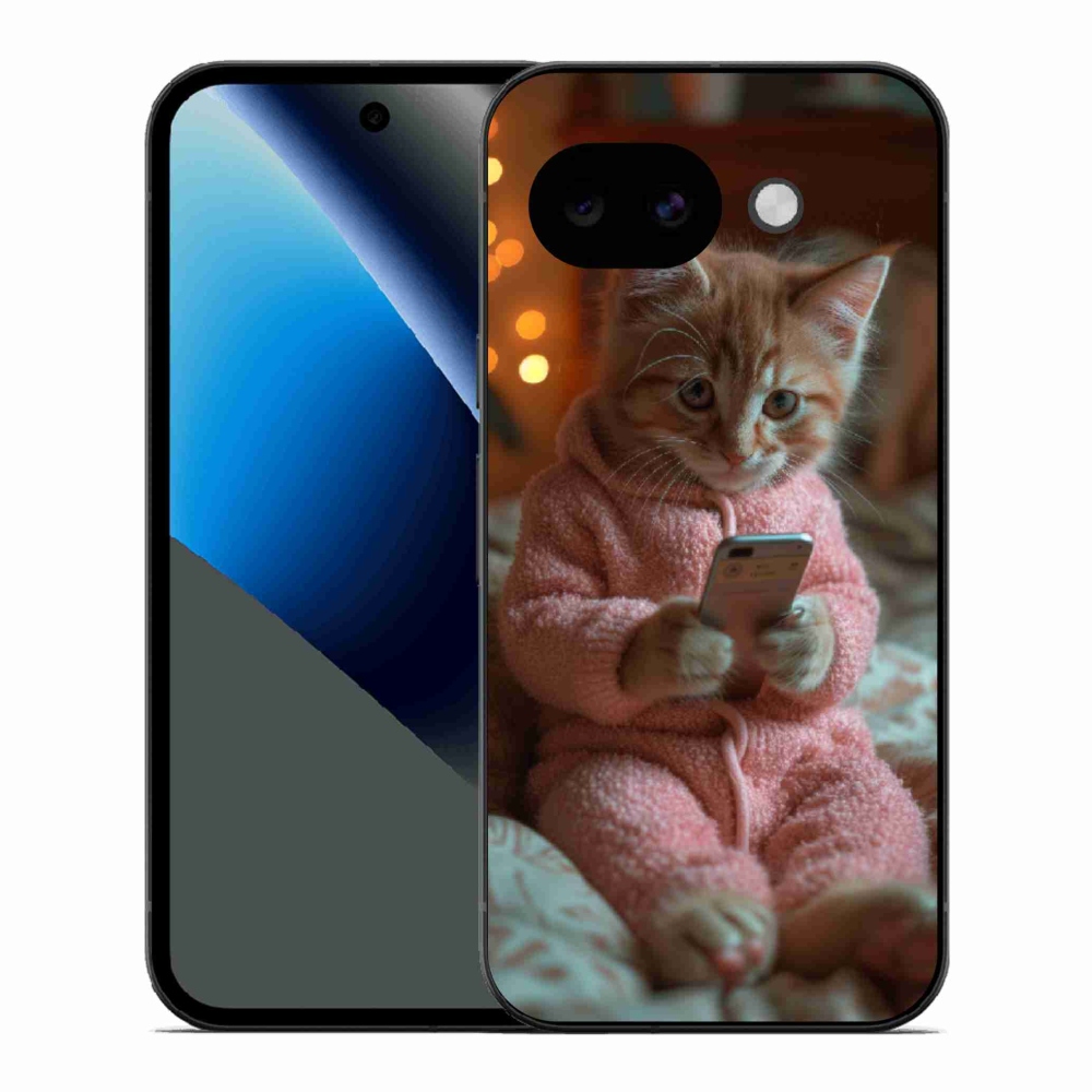 Gélový kryt mmCase na Google Pixel 10a - mačiatko s mobilom