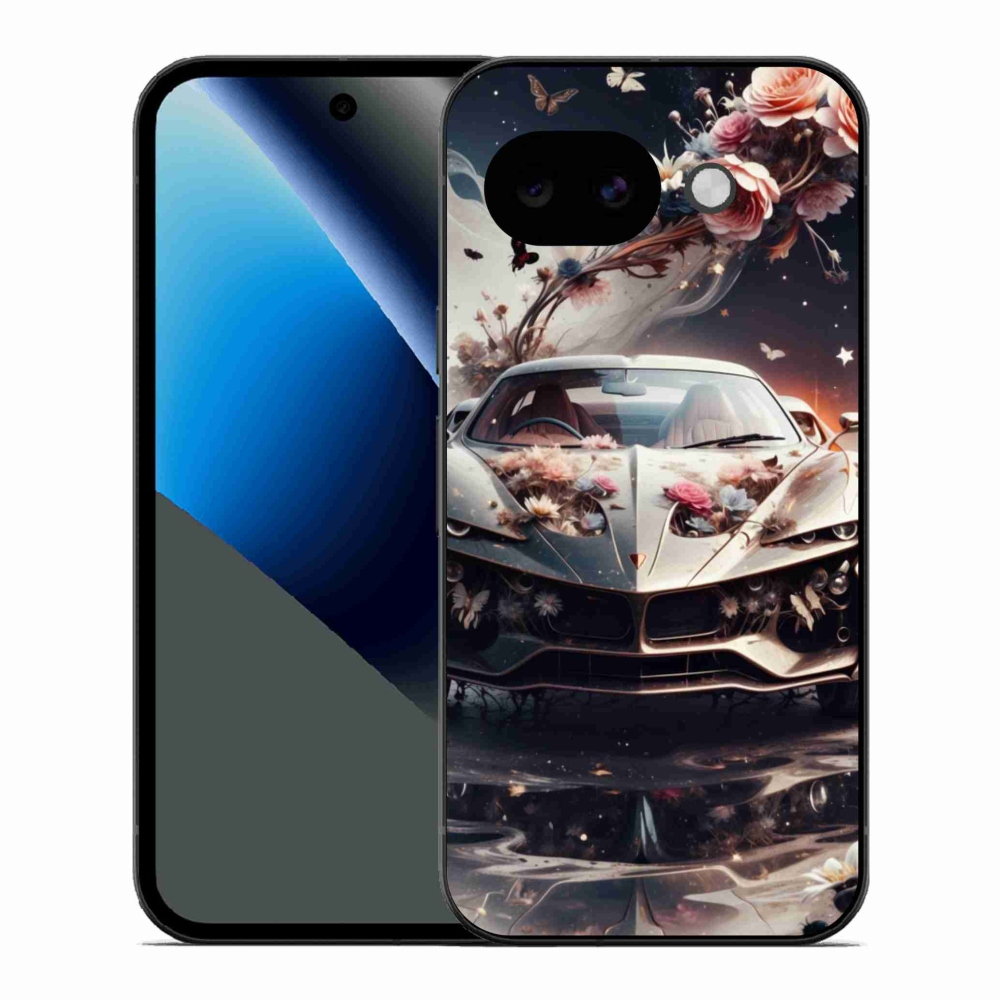 Gélový kryt mmCase na Google Pixel 10a - kvetinový športový automobil