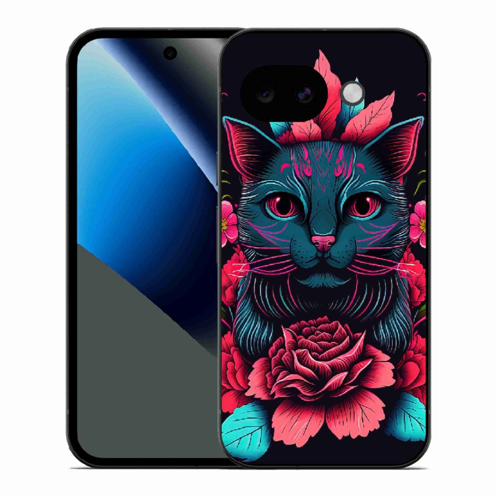 Gélový kryt mmCase na Google Pixel 10a - kvety a mačka
