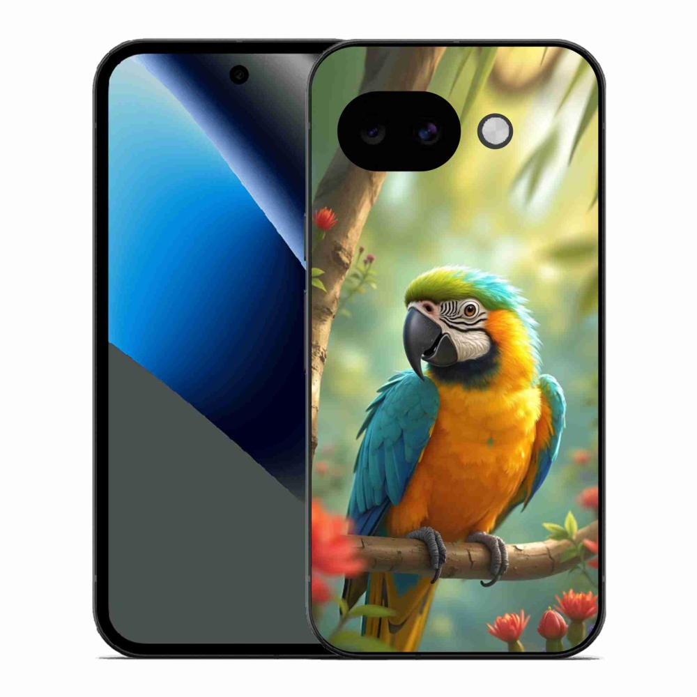 Gélový kryt mmCase na Google Pixel 10a - papagáj ara modrožltá