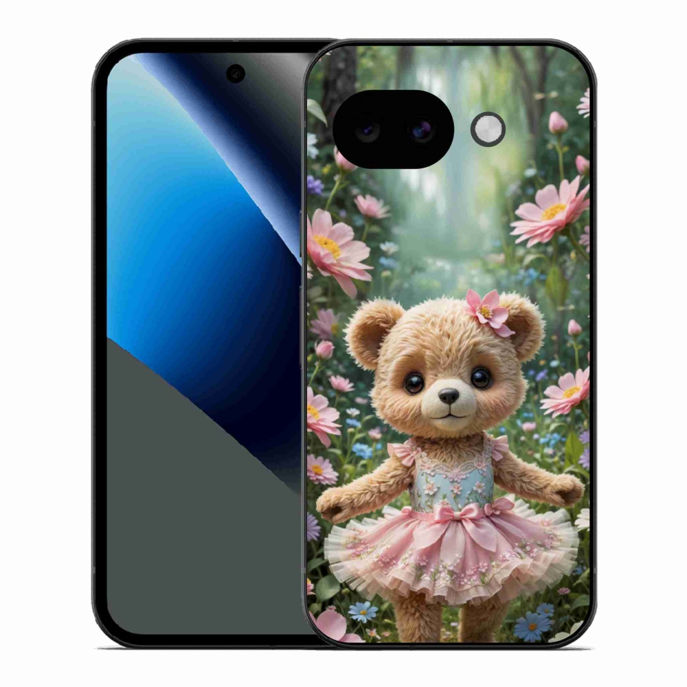 Gélový kryt mmCase na Google Pixel 10a - roztomilý medvedík v kvetoch