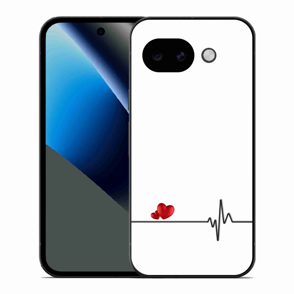 Gélový kryt mmCase na Google Pixel 10a - srdce a tep biele pozadie