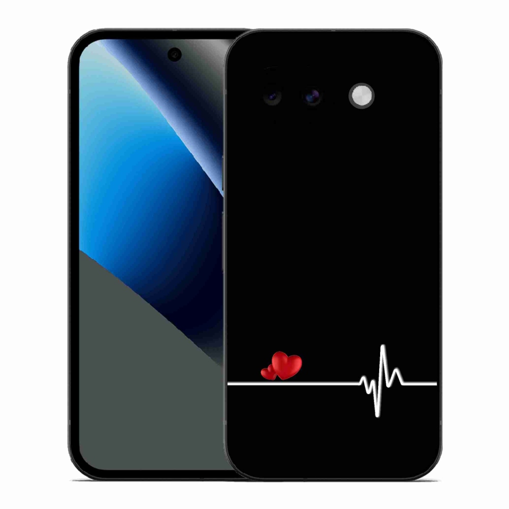 Gélový kryt mmCase na Google Pixel 10a - srdce a tep čierne pozadie