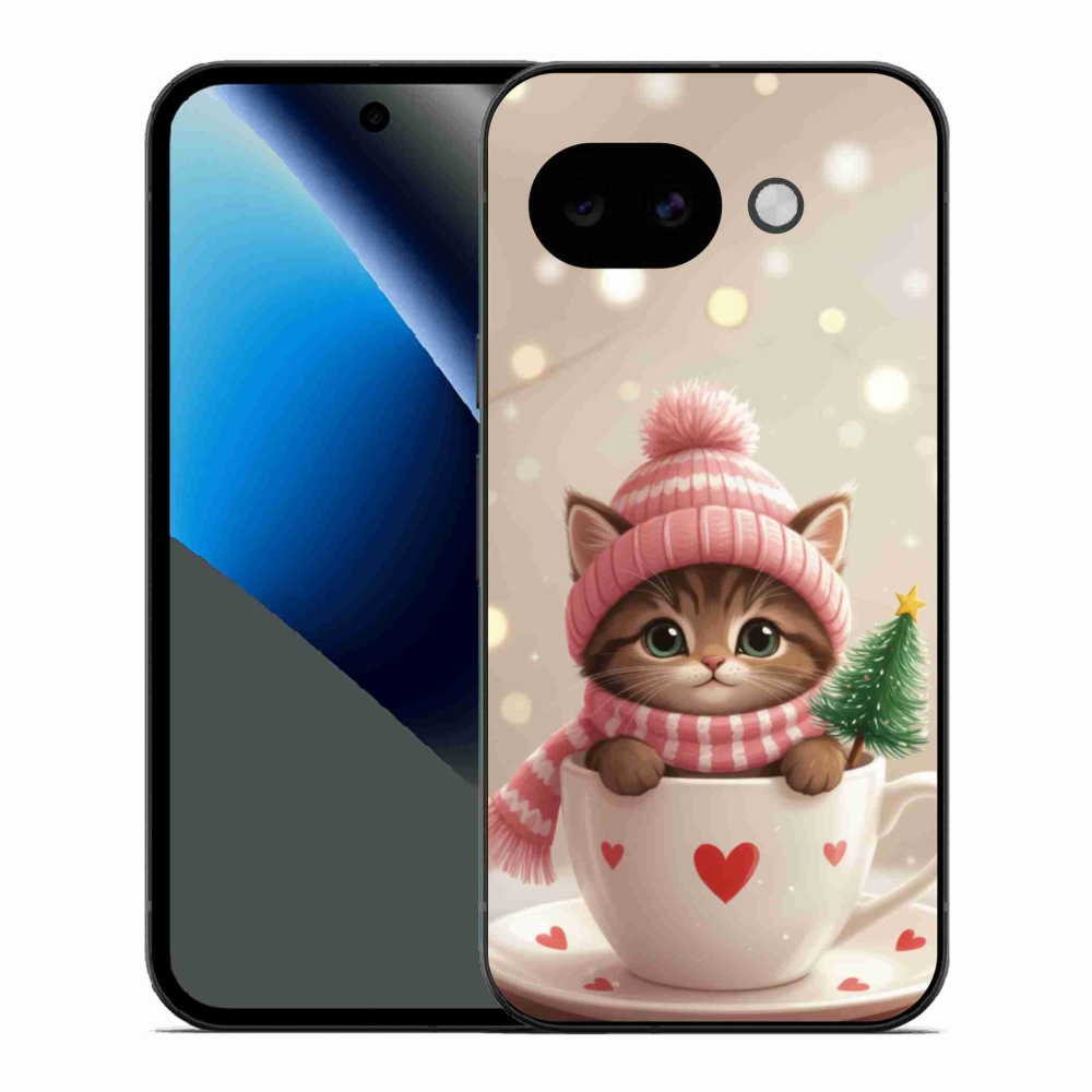 Gélový kryt mmCase na Google Pixel 10a - vianočné mačiatko v hrnčeku