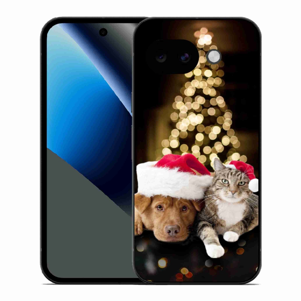 Gélový kryt mmCase na Google Pixel 10a - vianočný pes a mačka