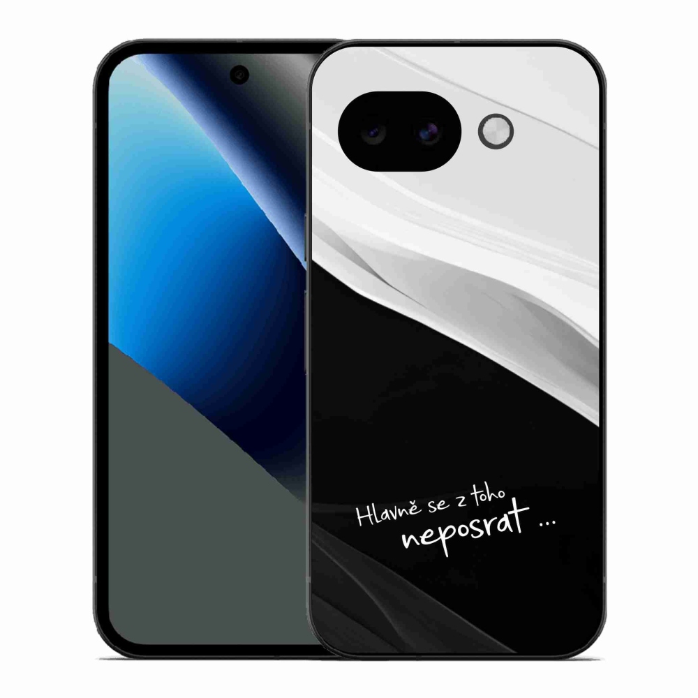 Gélový kryt mmCase na Google Pixel 10a - vtipný text 13 čiernobiele pozadie