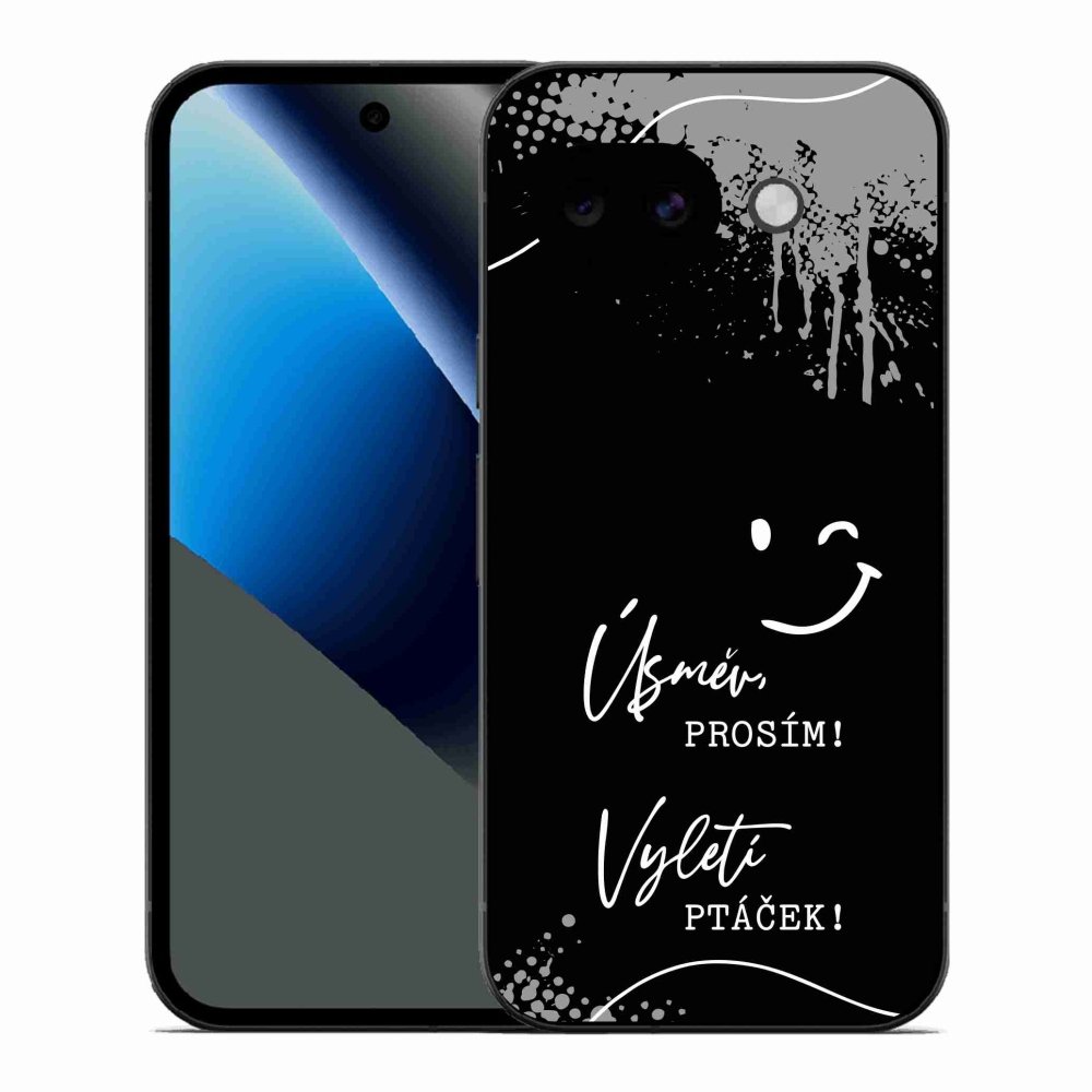 Gélový kryt mmCase na Google Pixel 10a - vtipný text 4 čierne pozadie