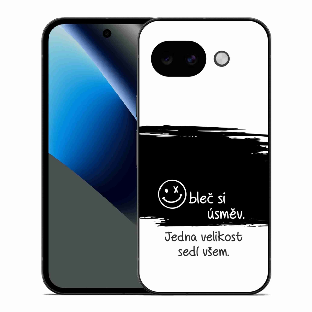 Gélový kryt mmCase na Google Pixel 10a - vtipný text 8 čiernobiele pozadie