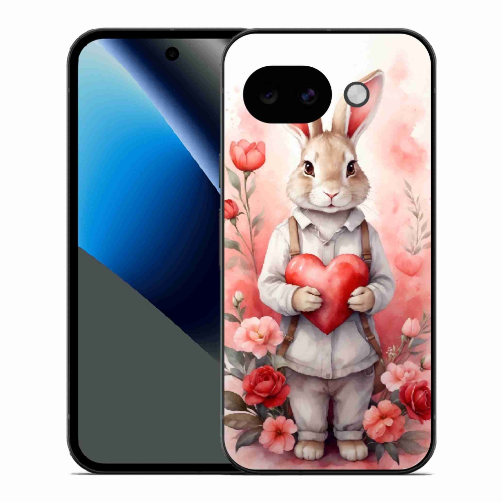 Gélový kryt mmCase na Google Pixel 10a - zajac so srdiečkom