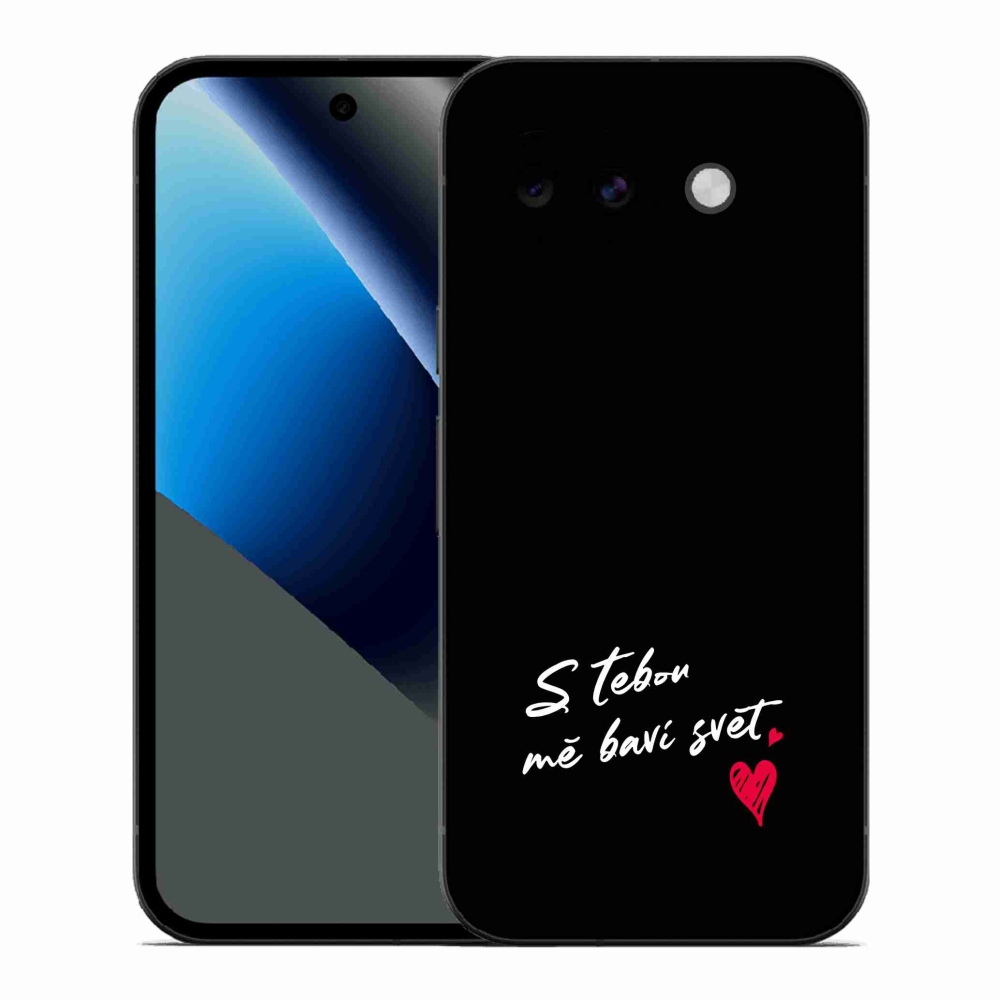 Gélový kryt mmCase na Google Pixel 10a - zamilovaný text 1 čierne pozadie