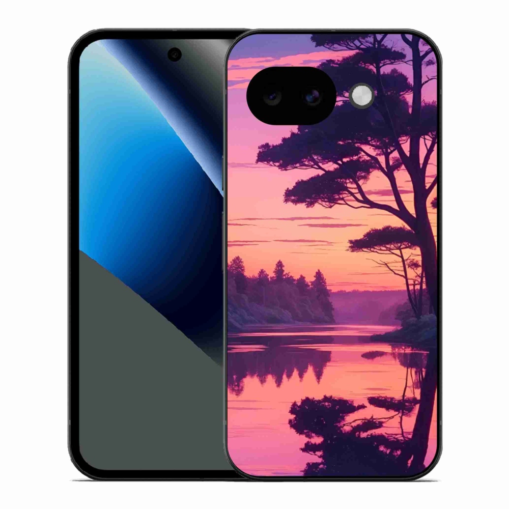 Gélový kryt mmCase na Google Pixel 10a - západ slnka nad jazerom