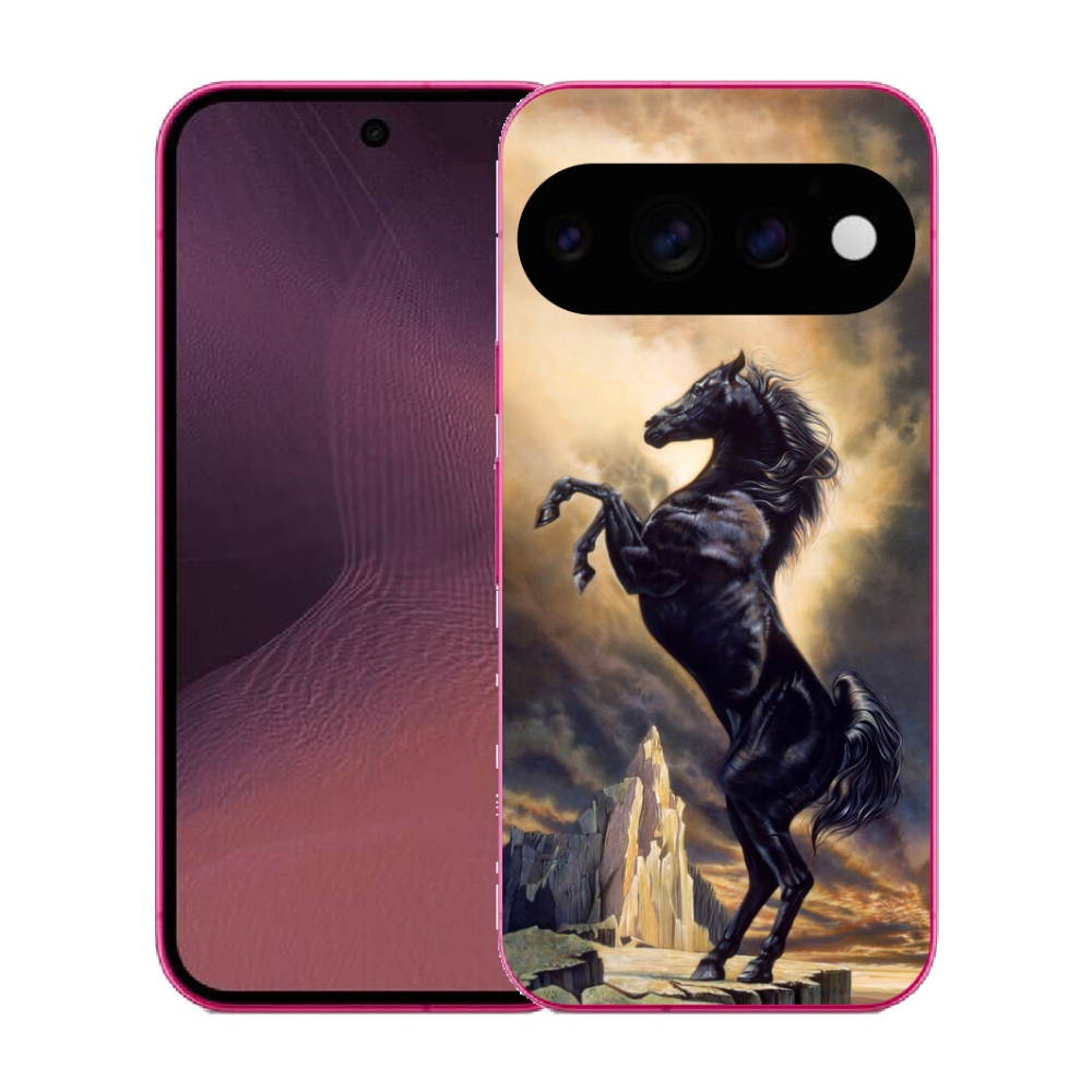 Gélový kryt mmCase na Google Pixel 11 - čierny kreslený kôň